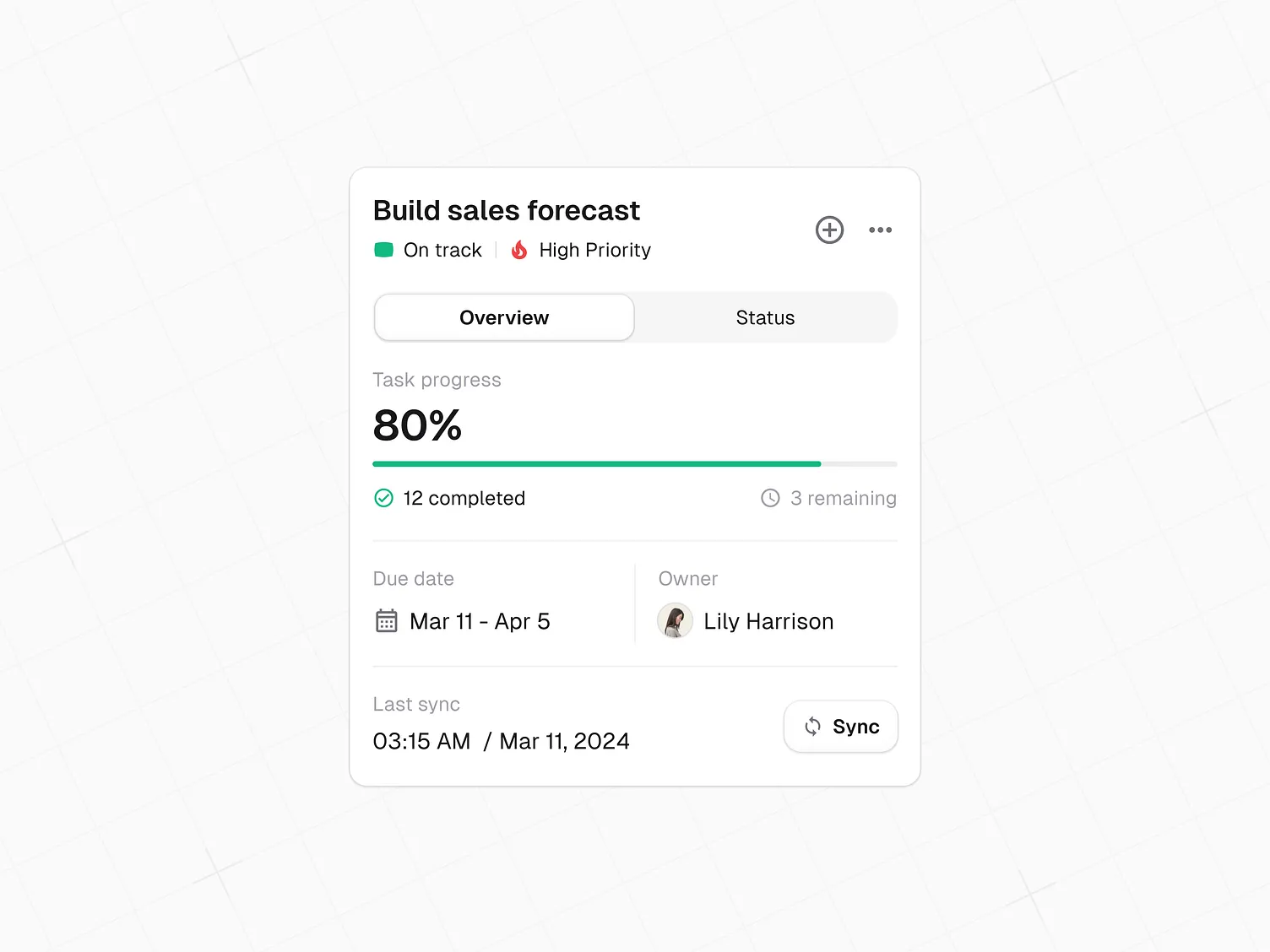 Tasks Baby Task Priority Levels Interface